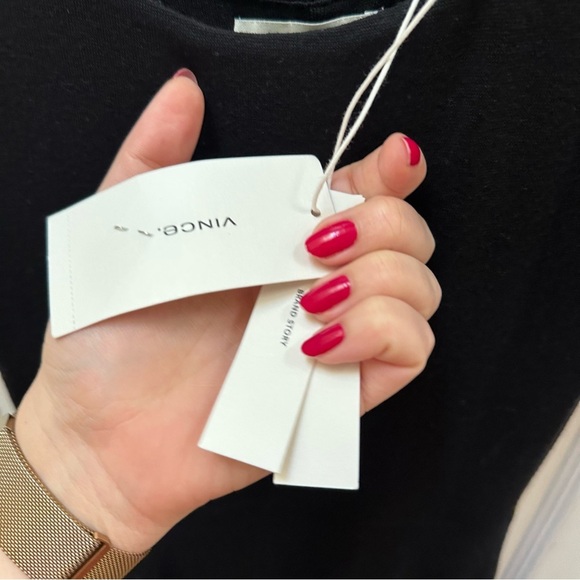 NWT Vince Black mixed media Midi Dress Scoop Neck Sleeveless tank XS - Picture 5 of 12